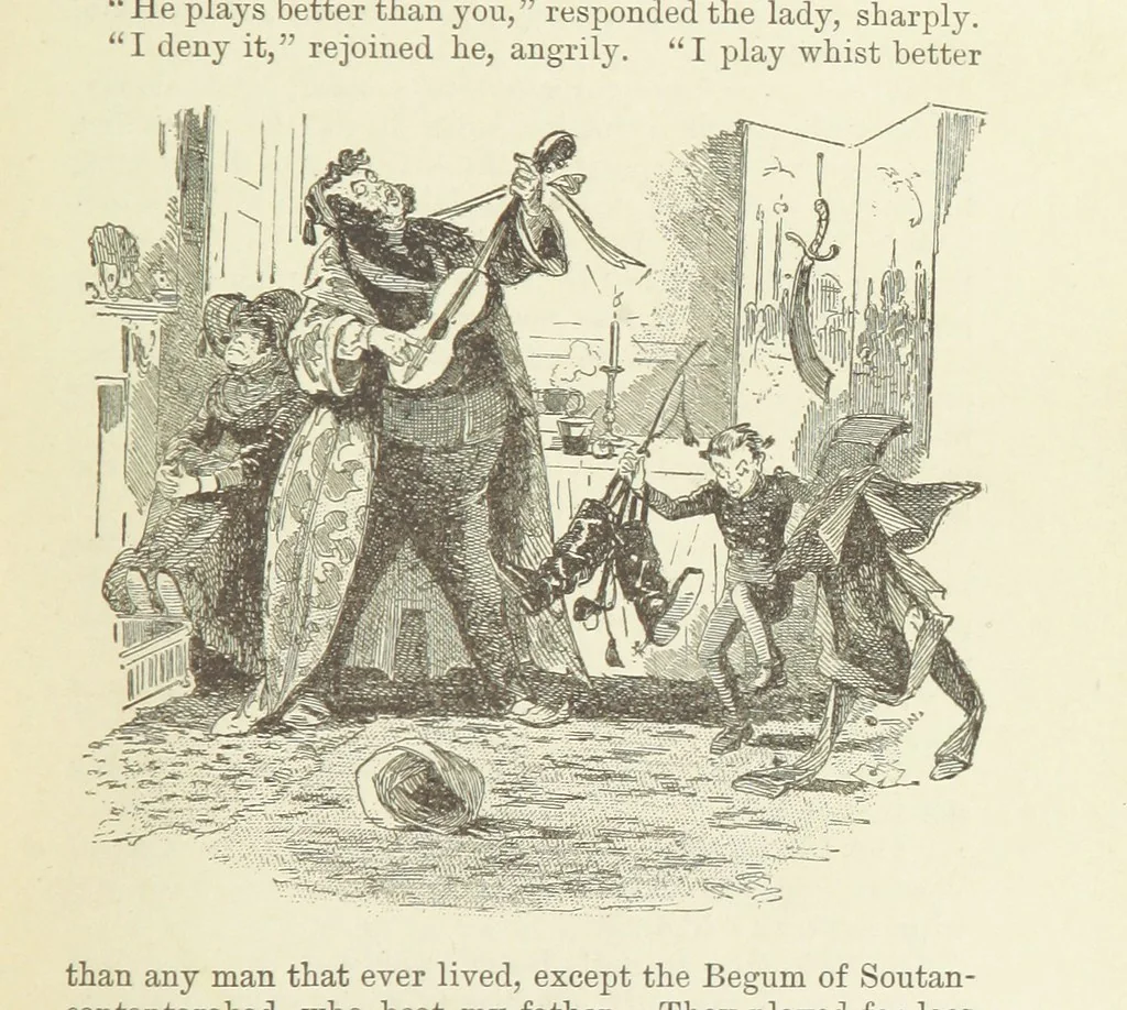 An illustration from Tom Burke of “Ours.” ... With illustrations by Phiz, 1892, leaf 151
