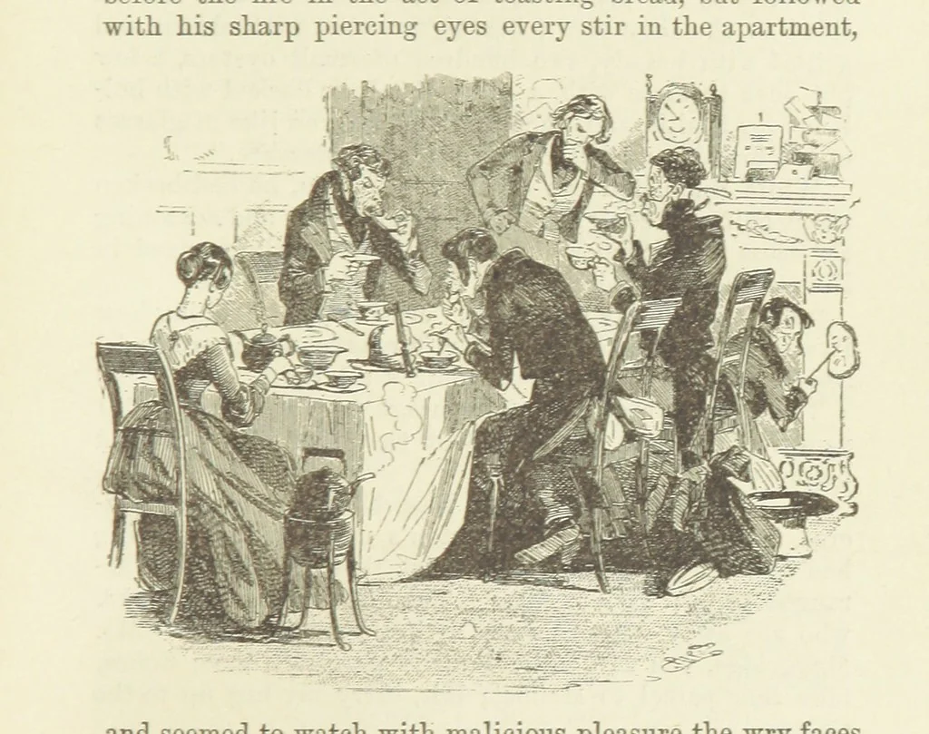 An illustration from Tom Burke of “Ours.” ... With illustrations by Phiz, 1892, leaf 199