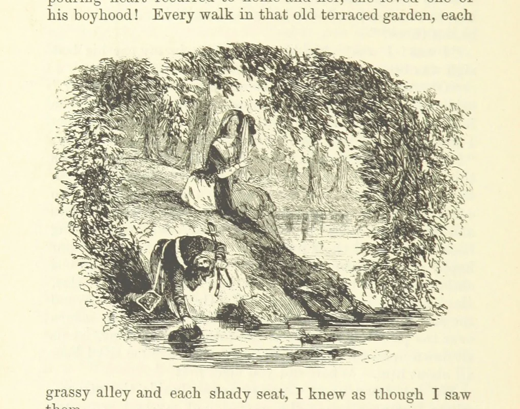 An illustration from Tom Burke of “Ours.” ... With illustrations by Phiz, 1892, leaf 336