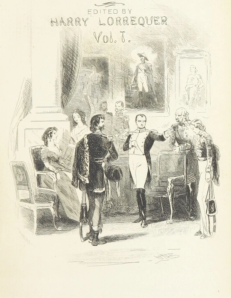 An illustration from Tom Burke of “Ours.” ... With illustrations by Phiz, 1892, leaf 7