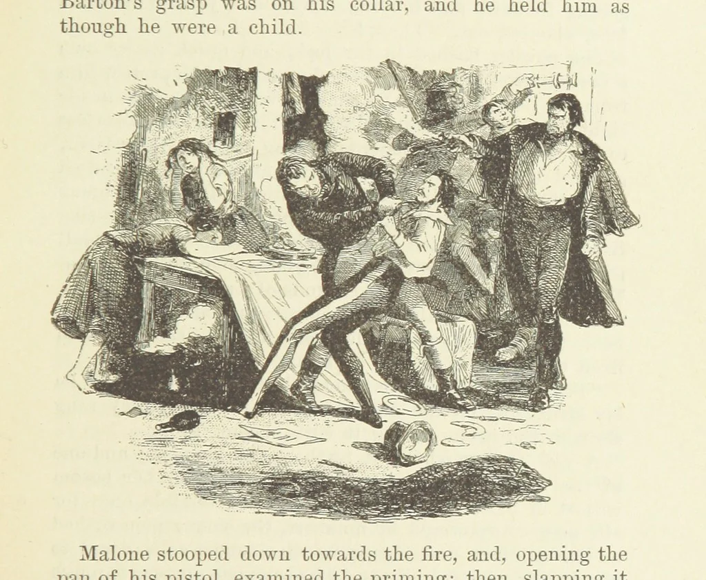 An illustration from Tom Burke of “Ours.” ... With illustrations by Phiz, 1892, leaf 83