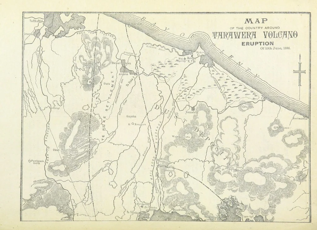 An illustration from A Weird Region. New Zealand lakes, terraces, geysers and volcanoes. [Illustrated, 1887, leaf 110