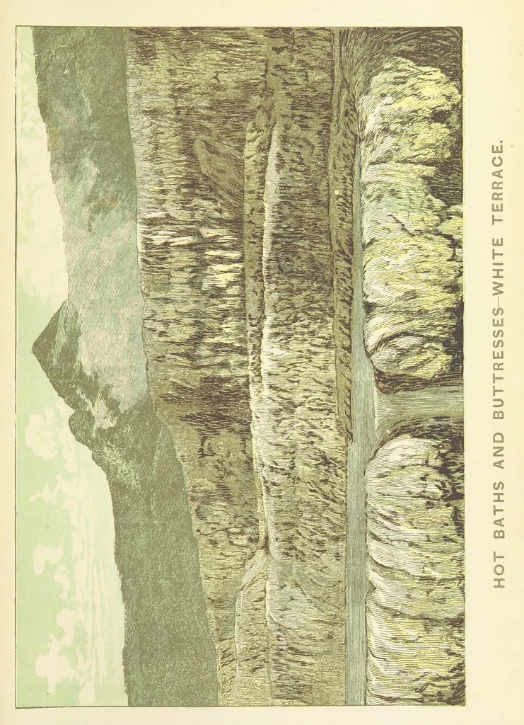 An illustration from A Weird Region. New Zealand lakes, terraces, geysers and volcanoes. [Illustrated, 1887, leaf 19