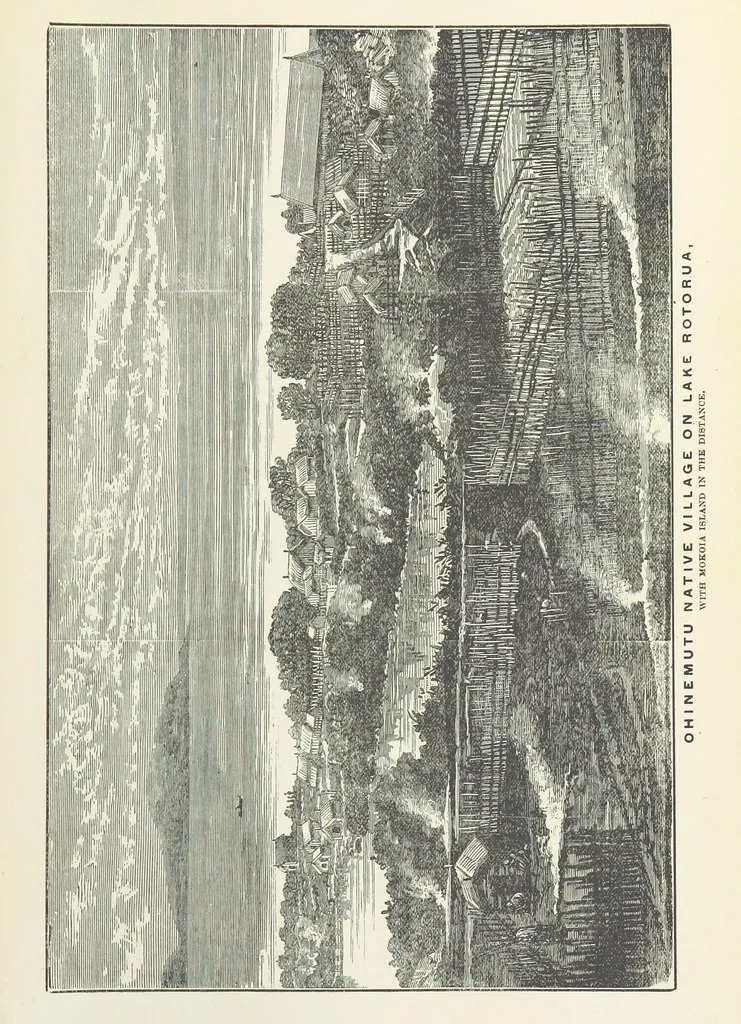An illustration from A Weird Region. New Zealand lakes, terraces, geysers and volcanoes. [Illustrated, 1887, leaf 23