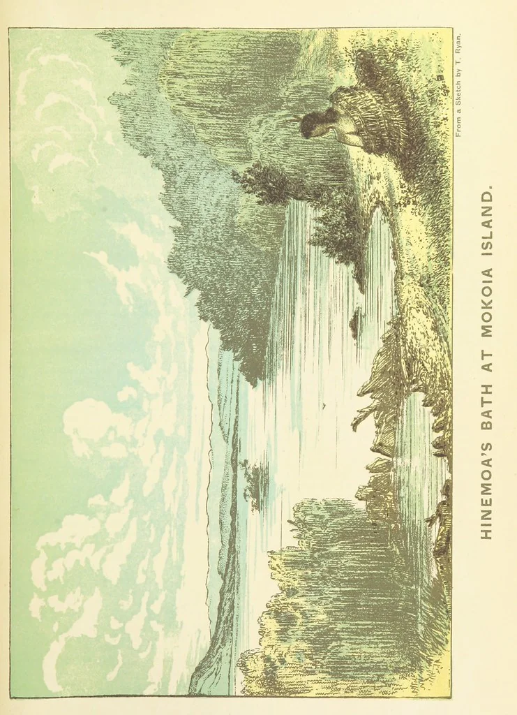 An illustration from A Weird Region. New Zealand lakes, terraces, geysers and volcanoes. [Illustrated, 1887, leaf 31