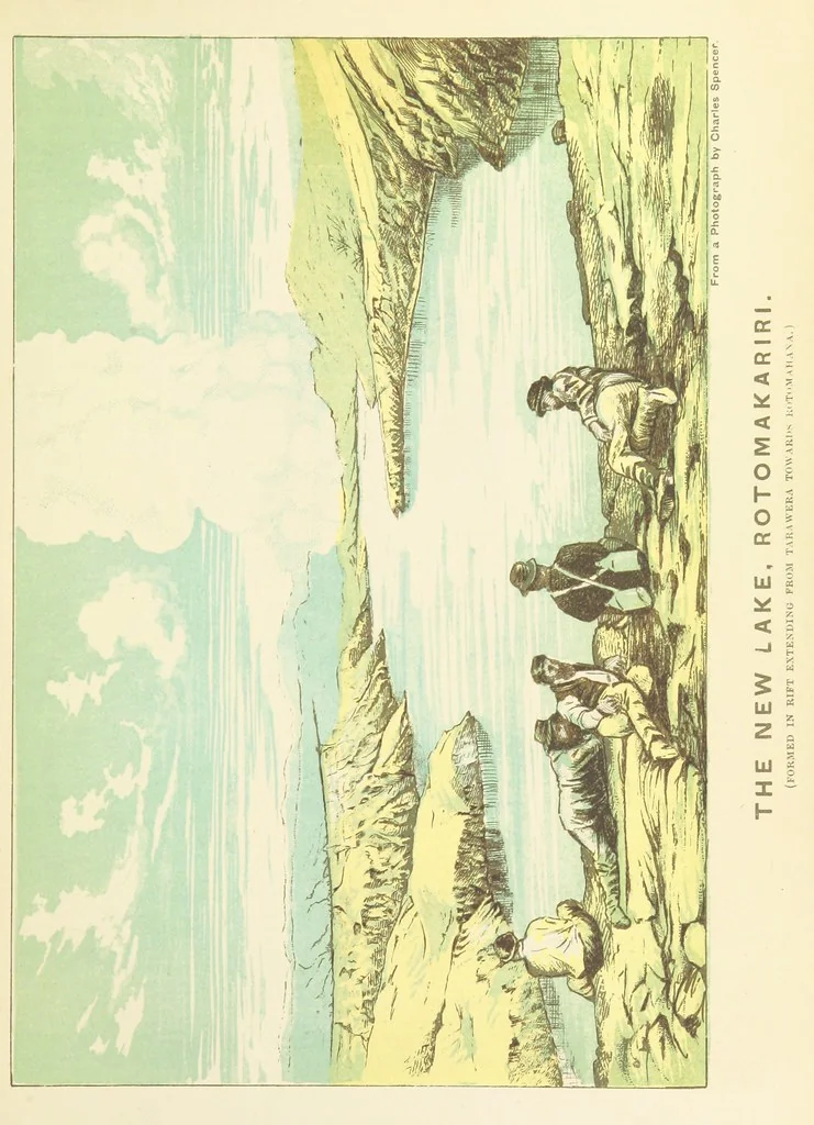 An illustration from A Weird Region. New Zealand lakes, terraces, geysers and volcanoes. [Illustrated, 1887, leaf 91