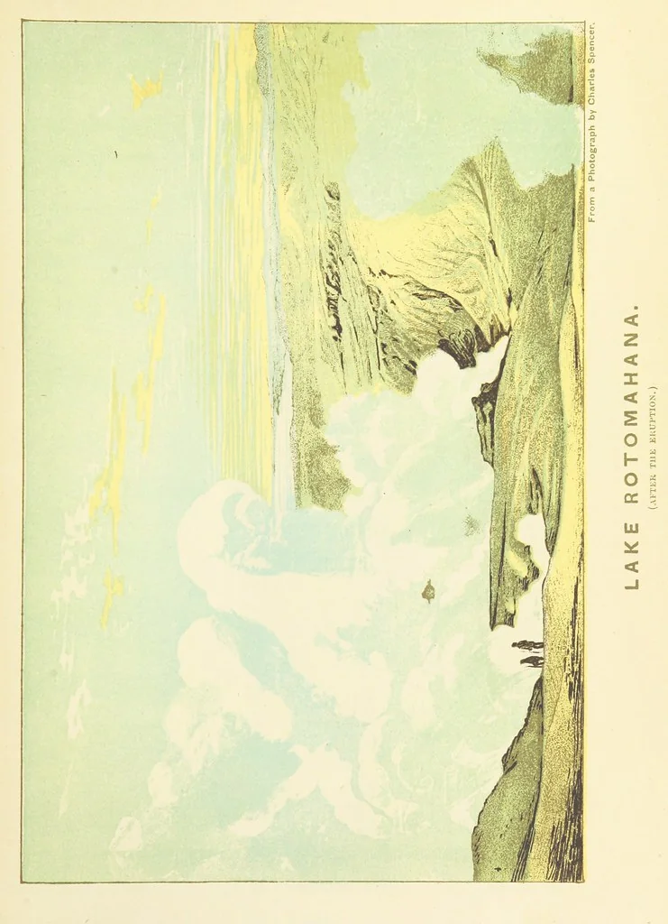 An illustration from A Weird Region. New Zealand lakes, terraces, geysers and volcanoes. [Illustrated, 1887, leaf 93