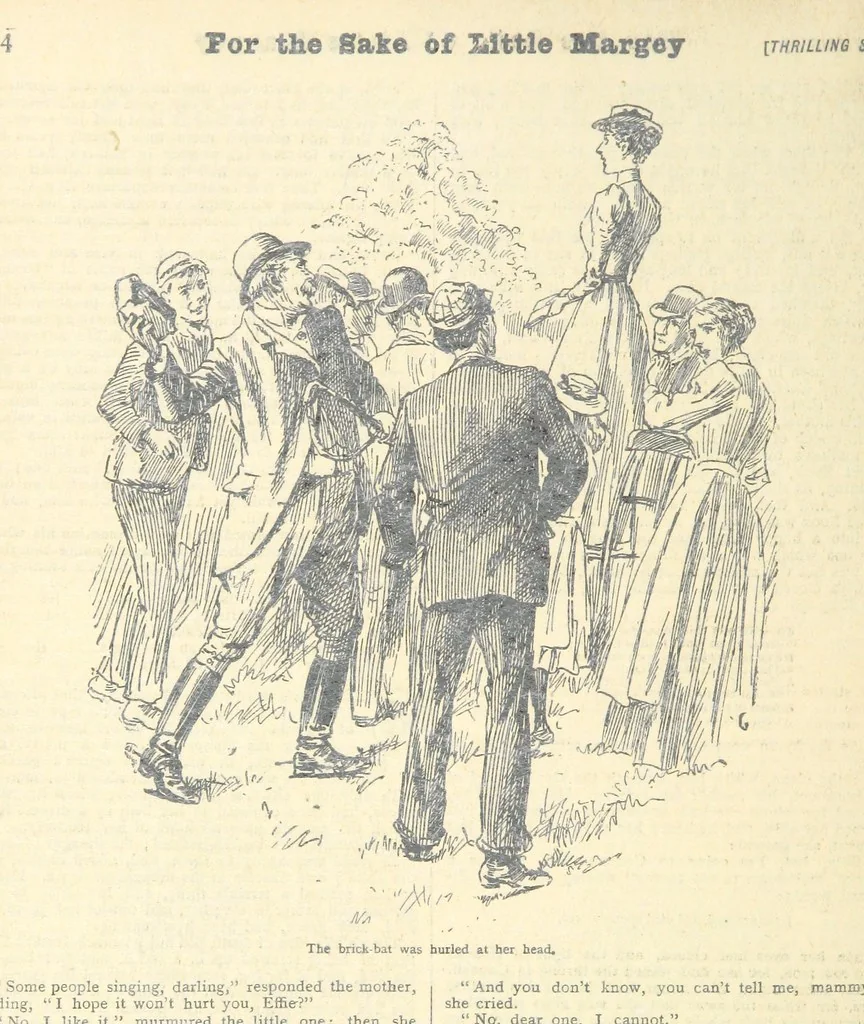An illustration from Thrilling Life Stories for the Masses, 1892, leaf 102