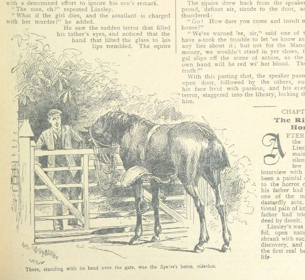An illustration from Thrilling Life Stories for the Masses, 1892, leaf 113