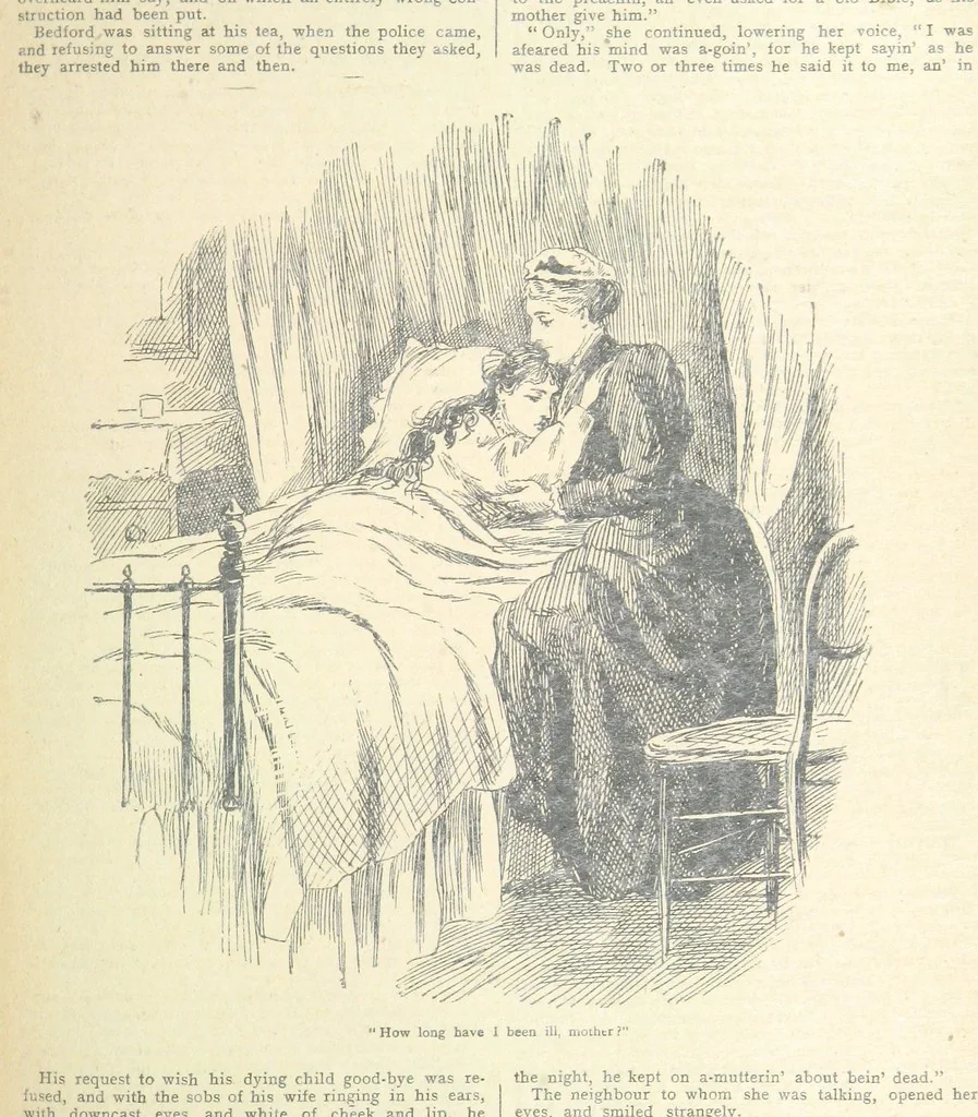 An illustration from Thrilling Life Stories for the Masses, 1892, leaf 117