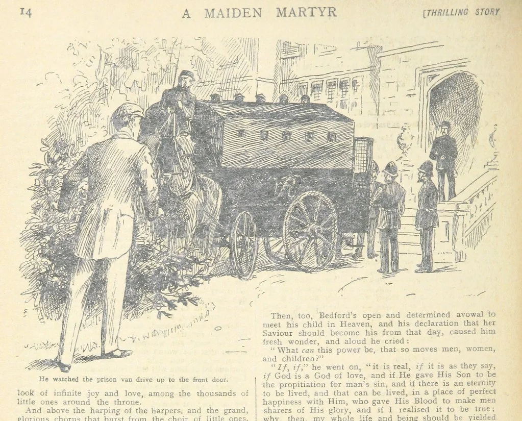 An illustration from Thrilling Life Stories for the Masses, 1892, leaf 122