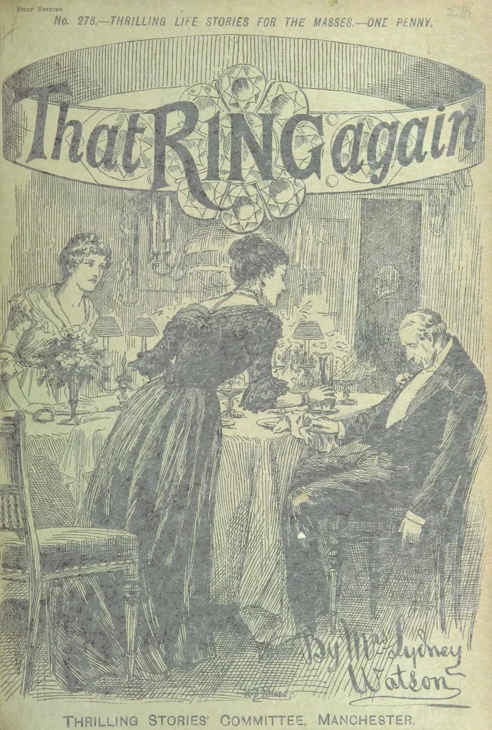 An illustration from Thrilling Life Stories for the Masses, 1892, leaf 147