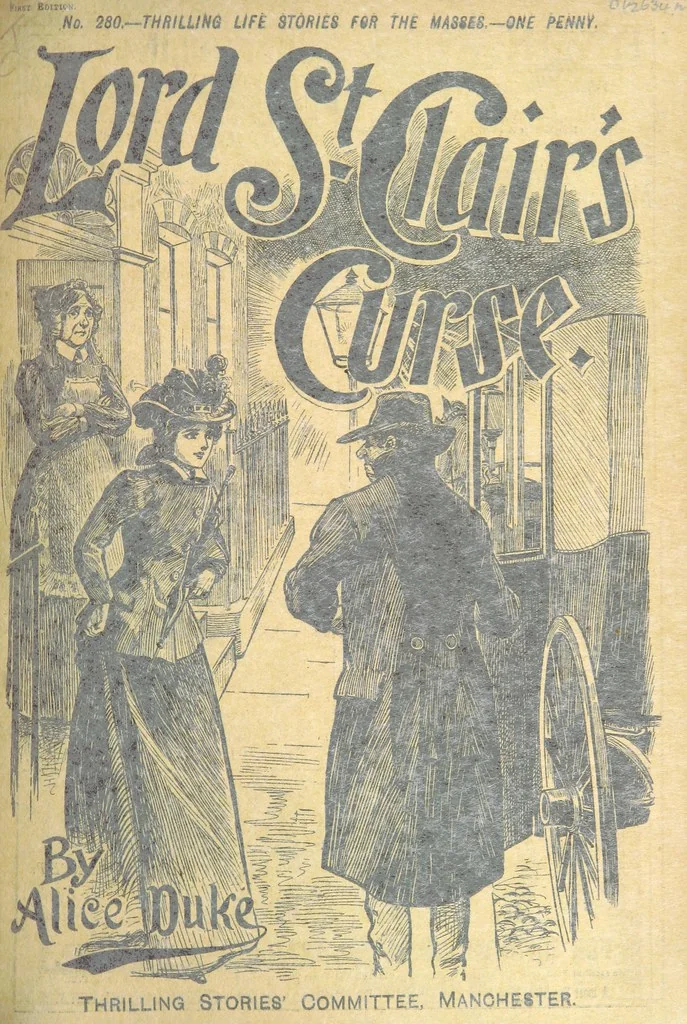 An illustration from Thrilling Life Stories for the Masses, 1892, leaf 187