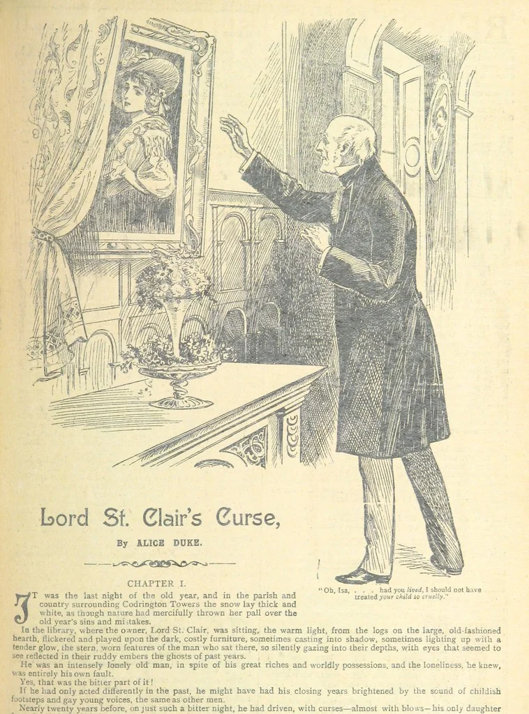An illustration from Thrilling Life Stories for the Masses, 1892, leaf 189