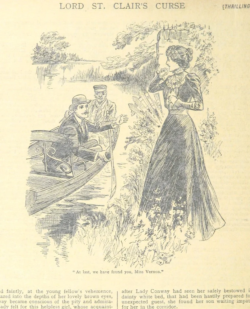 An illustration from Thrilling Life Stories for the Masses, 1892, leaf 202