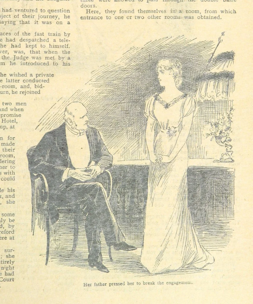 An illustration from Thrilling Life Stories for the Masses, 1892, leaf 231