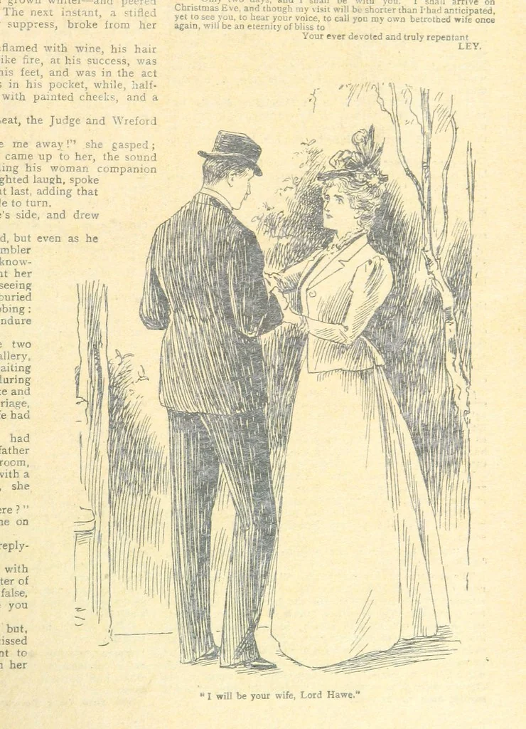 An illustration from Thrilling Life Stories for the Masses, 1892, leaf 233