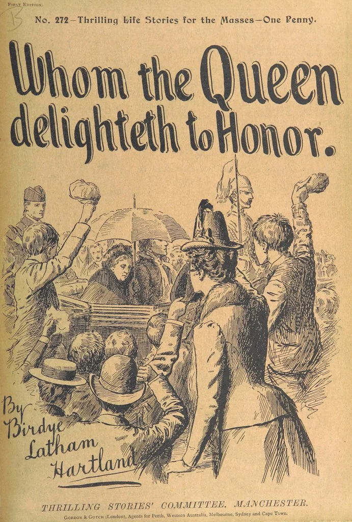 An illustration from Thrilling Life Stories for the Masses, 1892, leaf 27