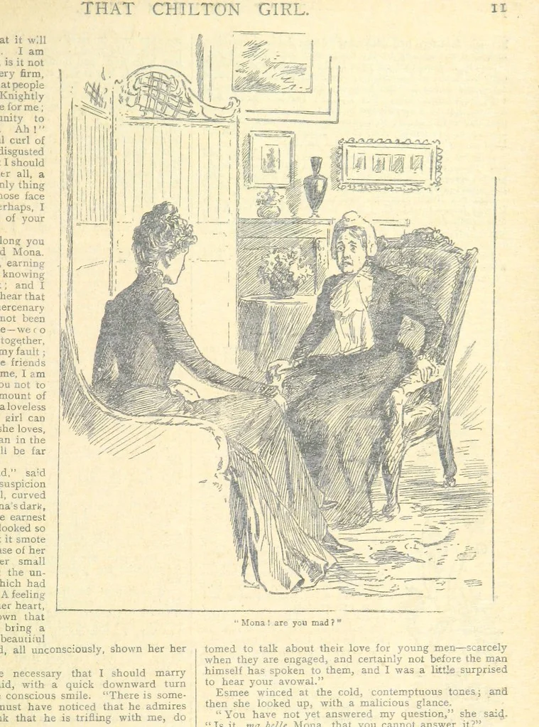 An illustration from Thrilling Life Stories for the Masses, 1892, leaf 275