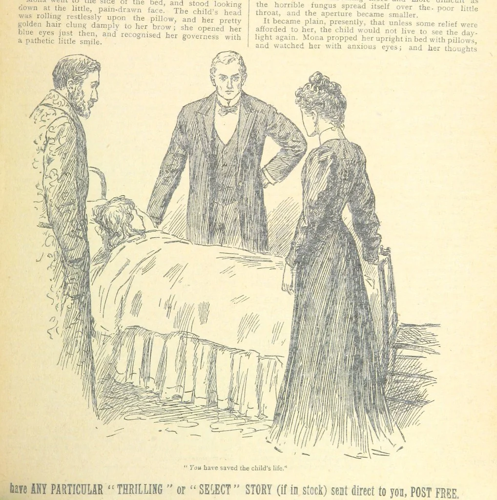 An illustration from Thrilling Life Stories for the Masses, 1892, leaf 293