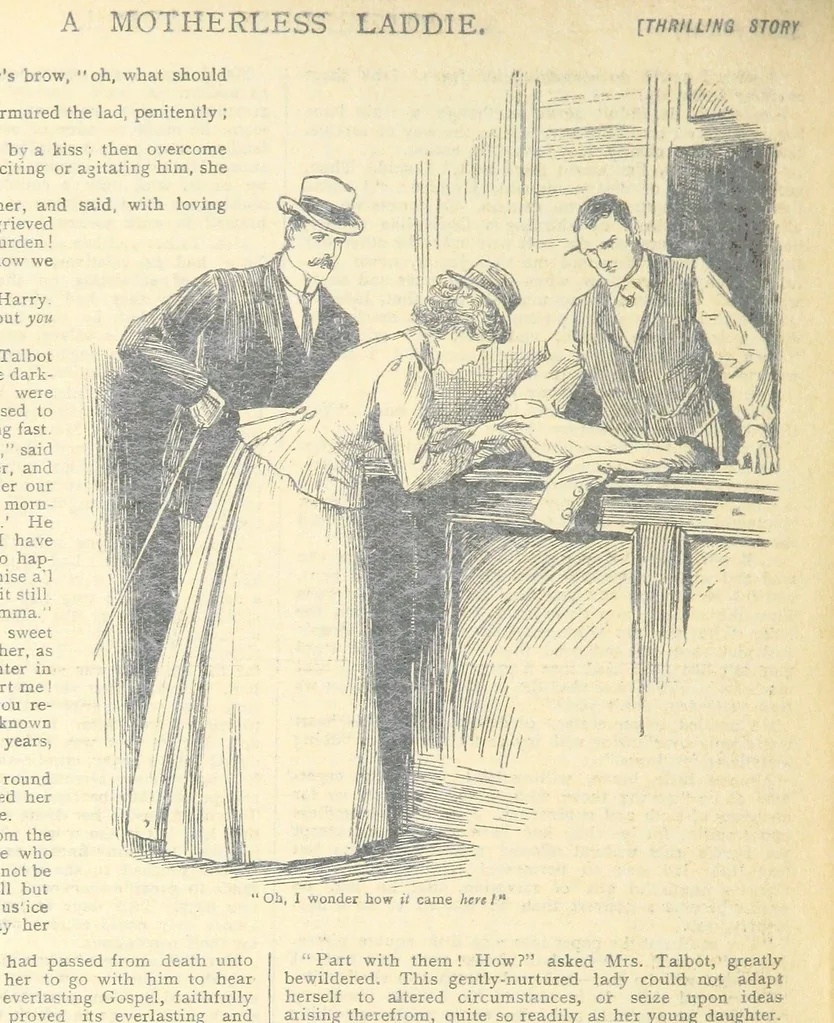 An illustration from Thrilling Life Stories for the Masses, 1892, leaf 314