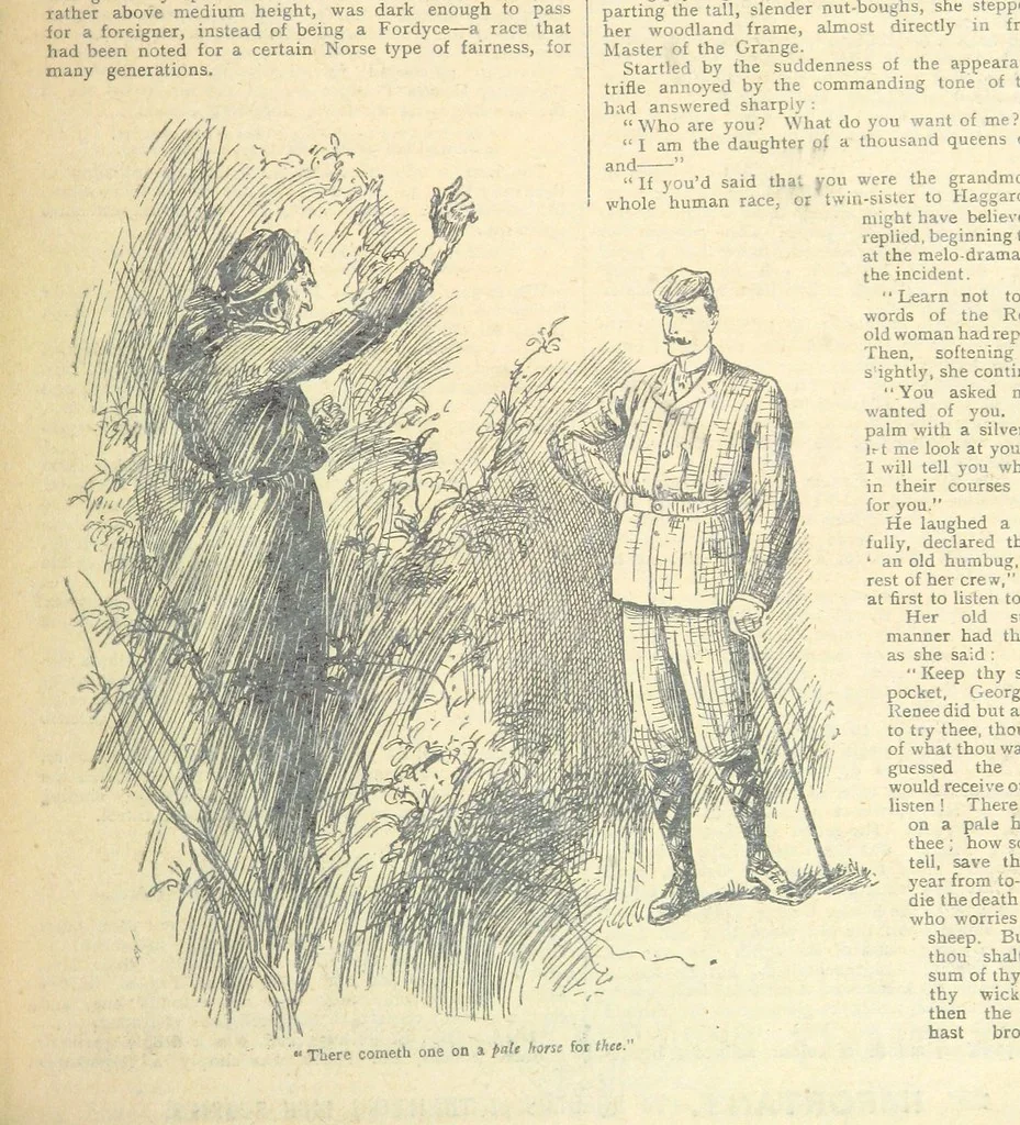 An illustration from Thrilling Life Stories for the Masses, 1892, leaf 345