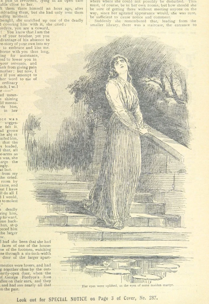 An illustration from Thrilling Life Stories for the Masses, 1892, leaf 359