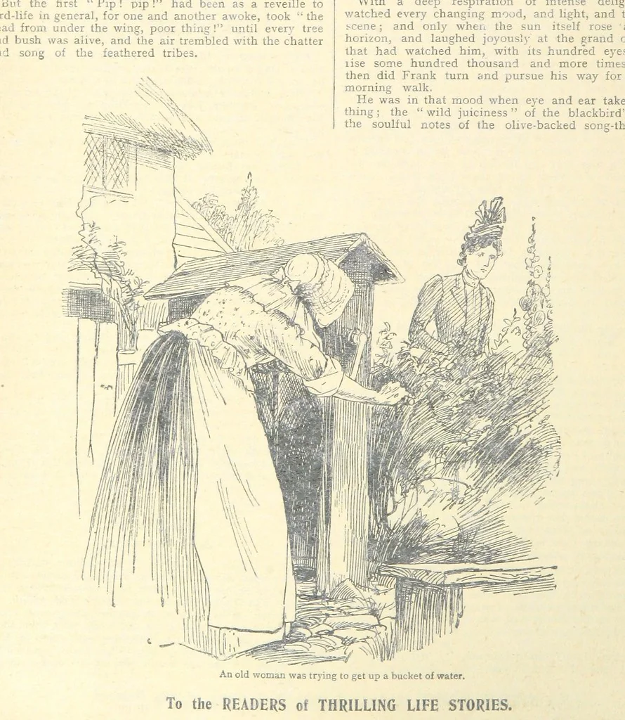 An illustration from Thrilling Life Stories for the Masses, 1892, leaf 392