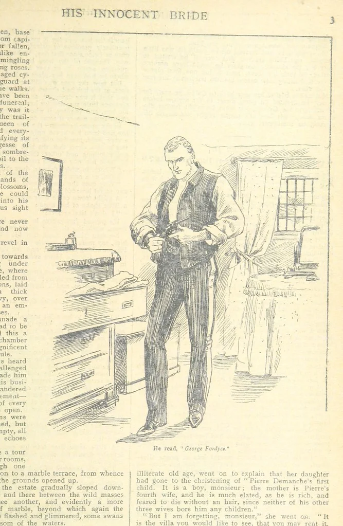 An illustration from Thrilling Life Stories for the Masses, 1892, leaf 407