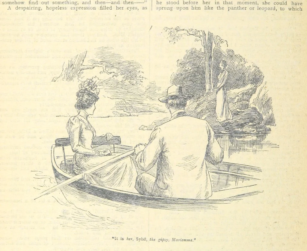 An illustration from Thrilling Life Stories for the Masses, 1892, leaf 414
