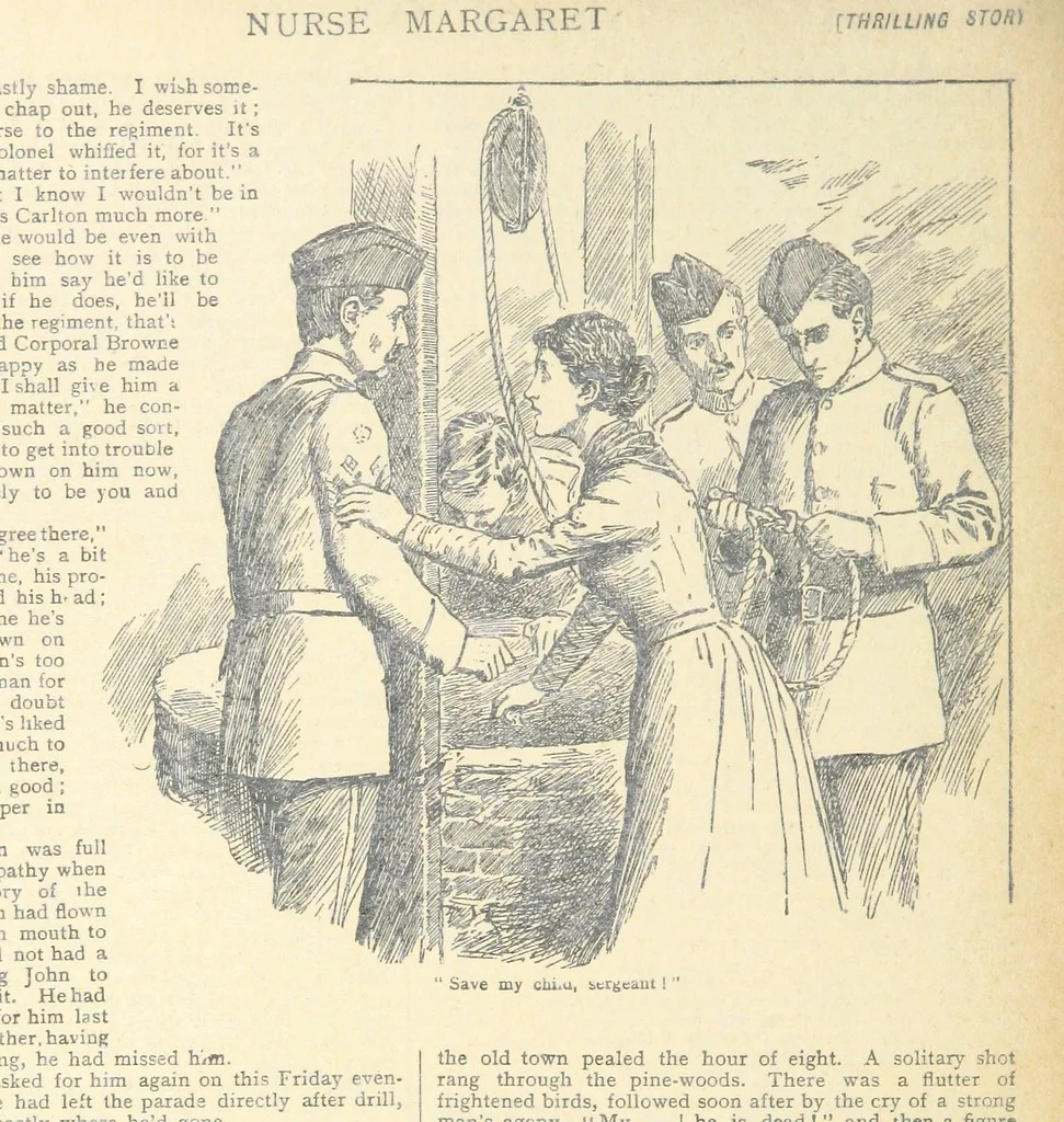 An illustration from Thrilling Life Stories for the Masses, 1892, leaf 428