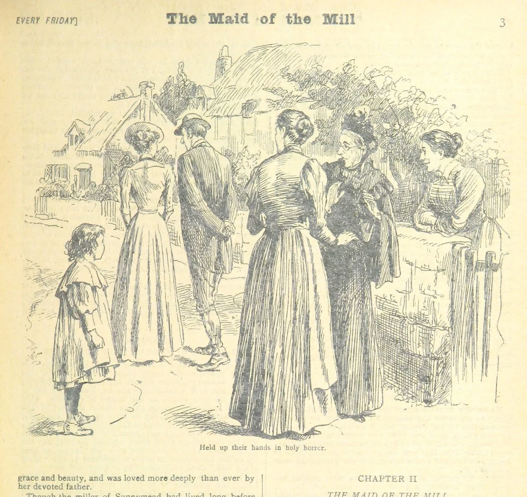 An illustration from Thrilling Life Stories for the Masses, 1892, leaf 71