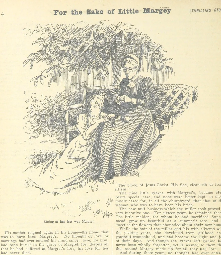 An illustration from Thrilling Life Stories for the Masses, 1892, leaf 92