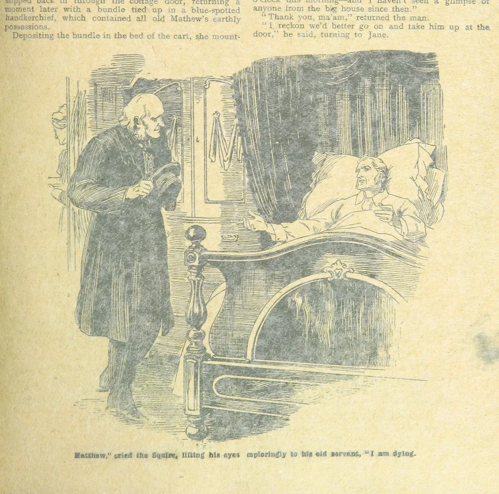 An illustration from Thrilling Life Stories for the Masses, 1892, leaf 103