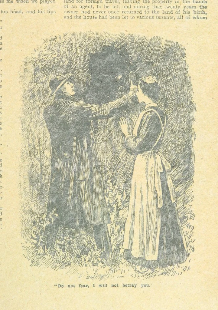 An illustration from Thrilling Life Stories for the Masses, 1892, leaf 115