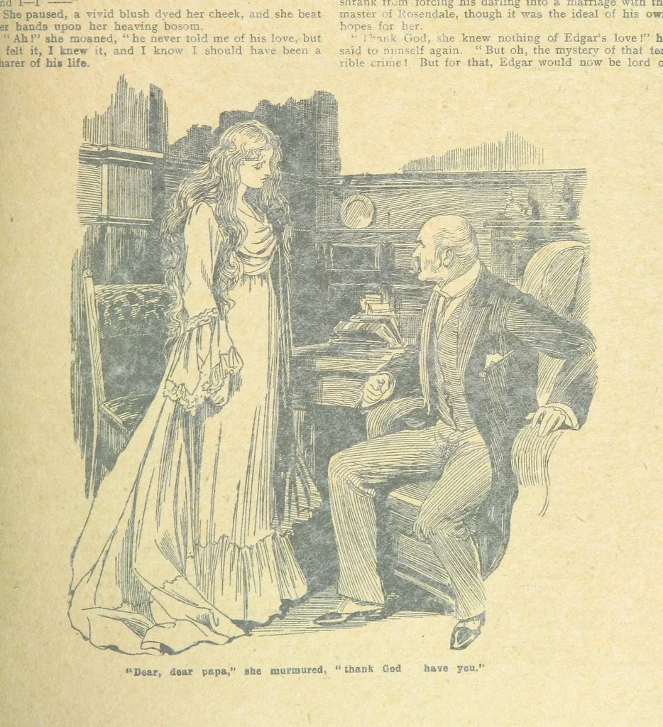 An illustration from Thrilling Life Stories for the Masses, 1892, leaf 123