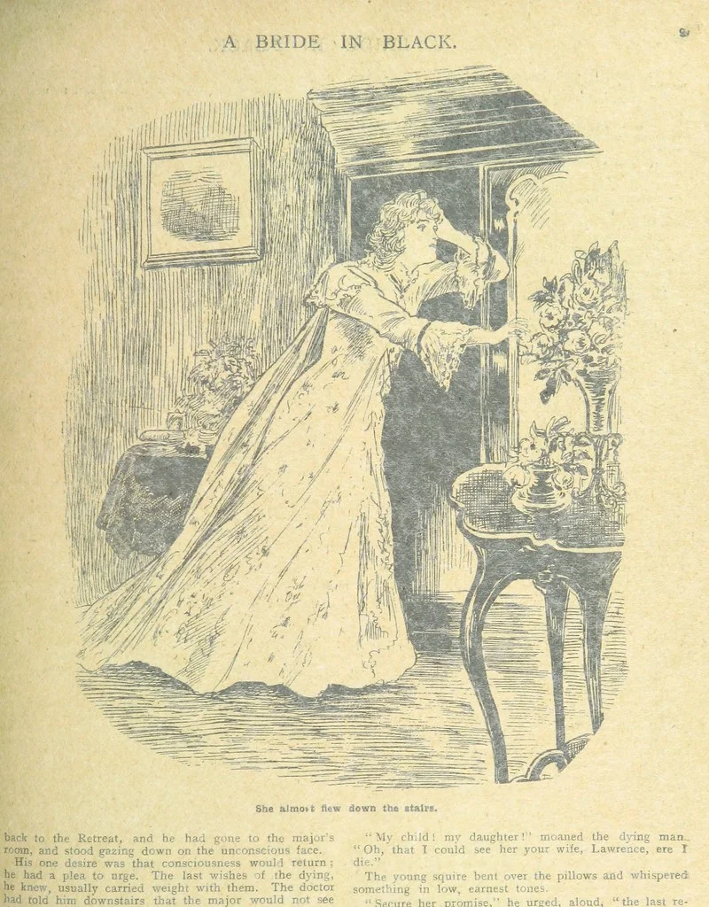 An illustration from Thrilling Life Stories for the Masses, 1892, leaf 157