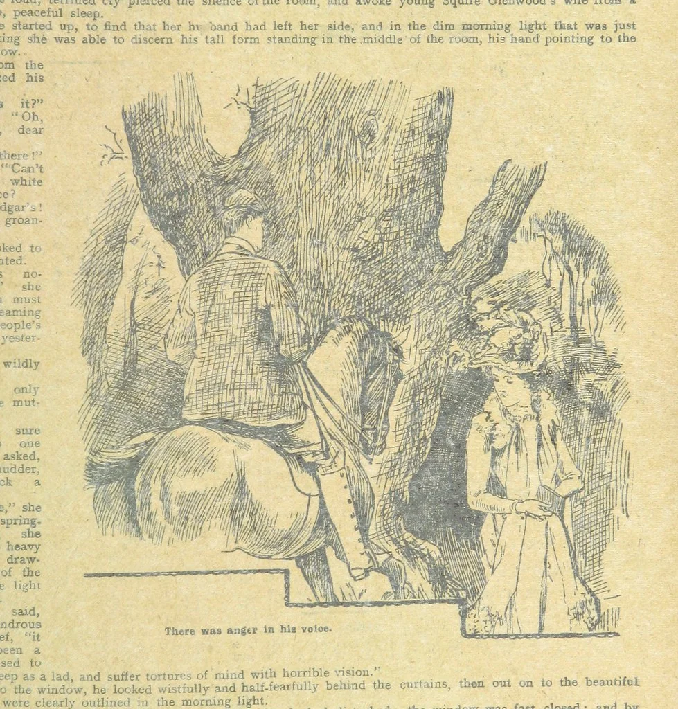An illustration from Thrilling Life Stories for the Masses, 1892, leaf 189