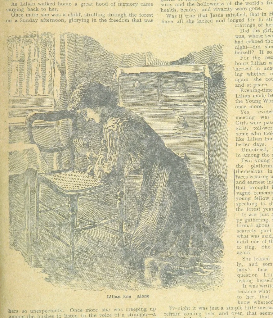 An illustration from Thrilling Life Stories for the Masses, 1892, leaf 19