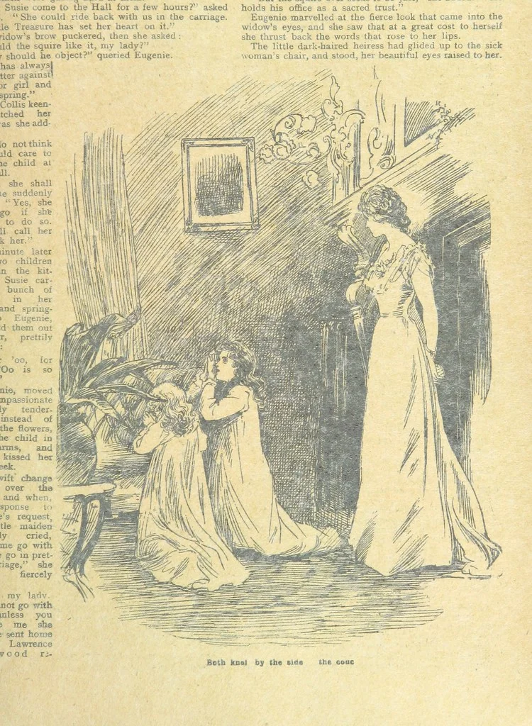 An illustration from Thrilling Life Stories for the Masses, 1892, leaf 215