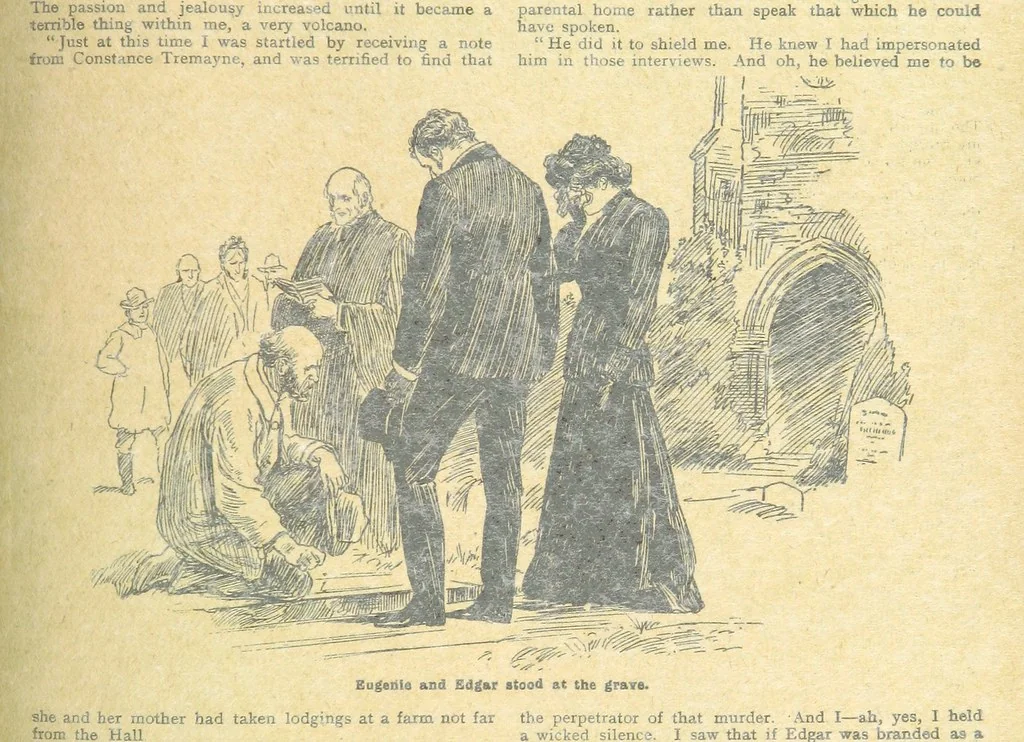 An illustration from Thrilling Life Stories for the Masses, 1892, leaf 219