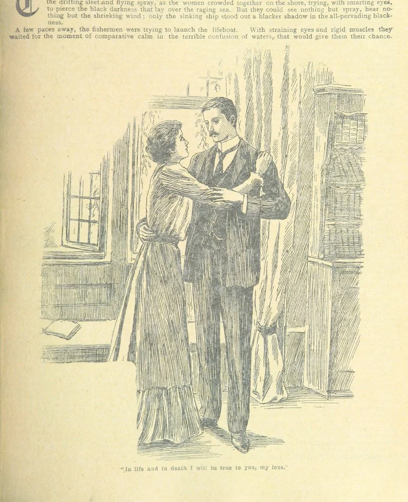 An illustration from Thrilling Life Stories for the Masses, 1892, leaf 229