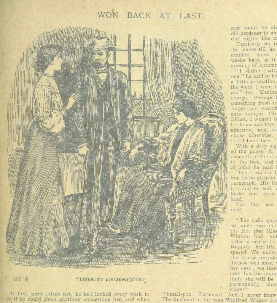 An illustration from Thrilling Life Stories for the Masses, 1892, leaf 23