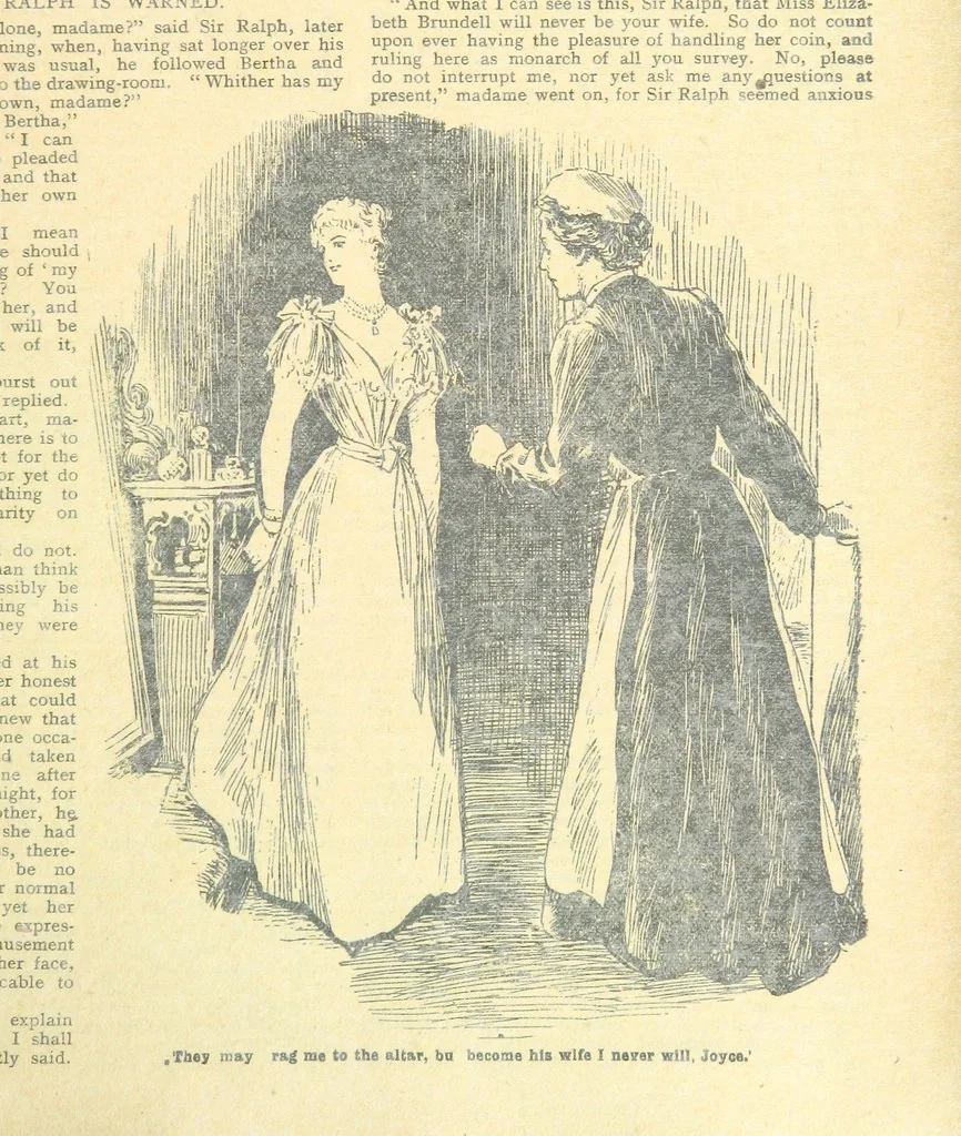 An illustration from Thrilling Life Stories for the Masses, 1892, leaf 259