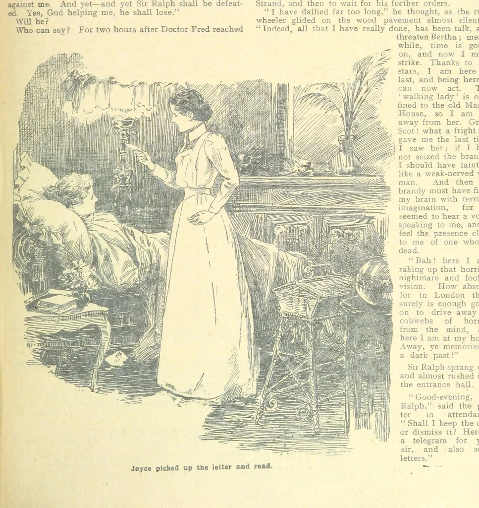An illustration from Thrilling Life Stories for the Masses, 1892, leaf 283
