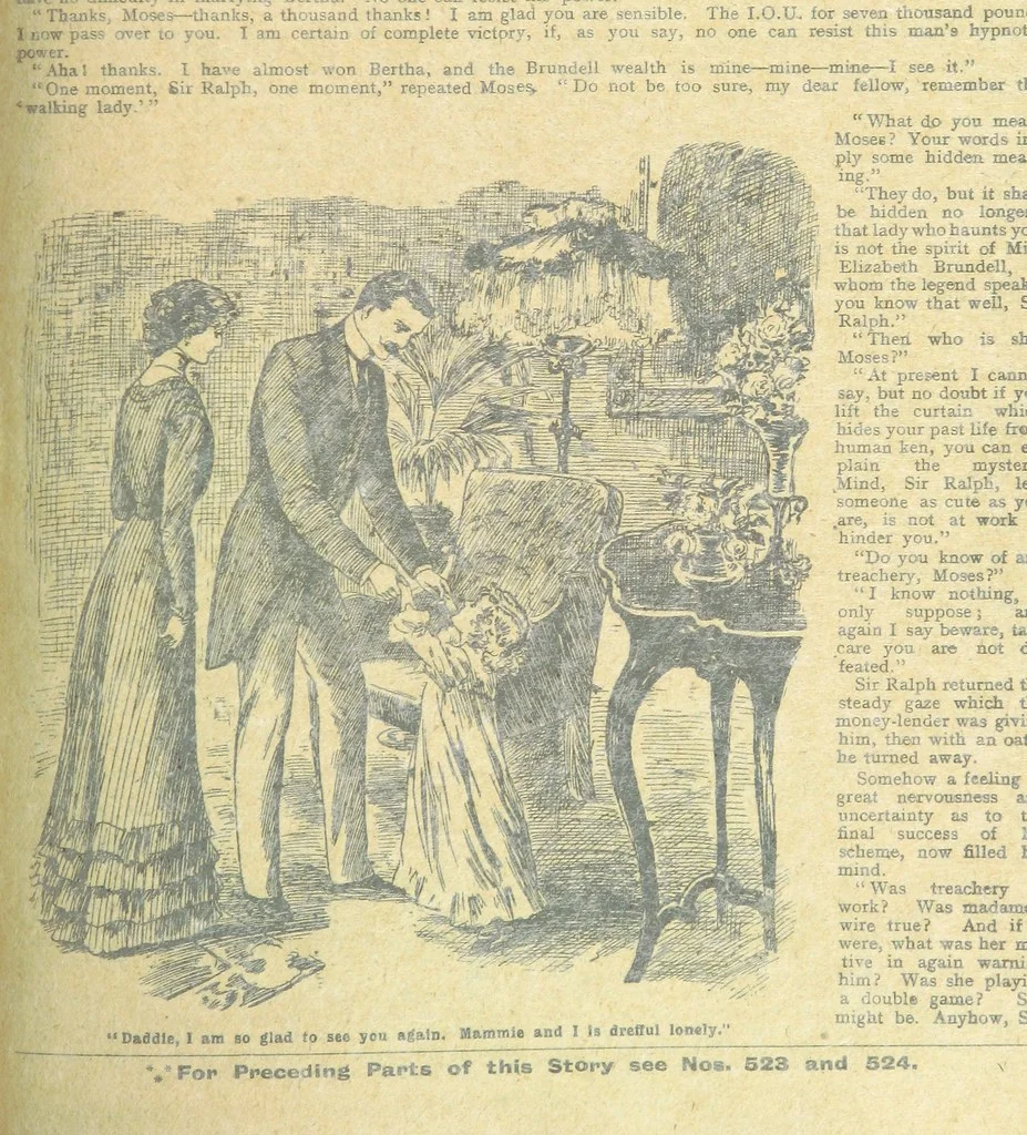 An illustration from Thrilling Life Stories for the Masses, 1892, leaf 289