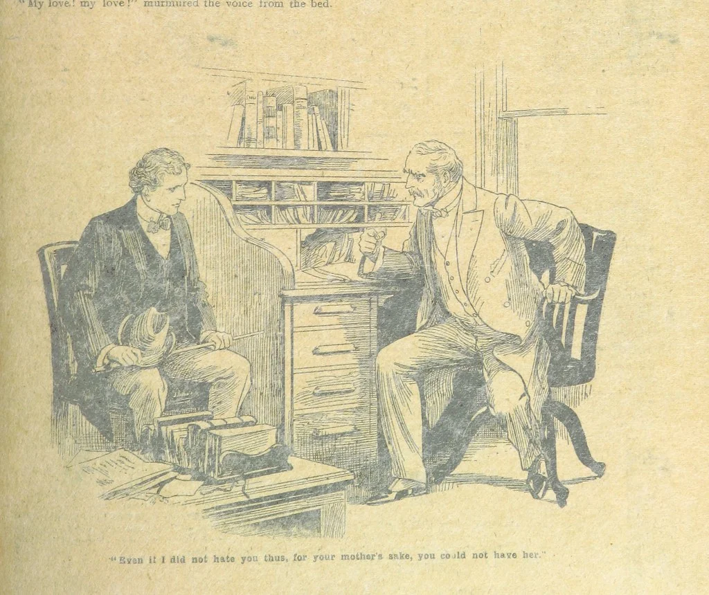 An illustration from Thrilling Life Stories for the Masses, 1892, leaf 29
