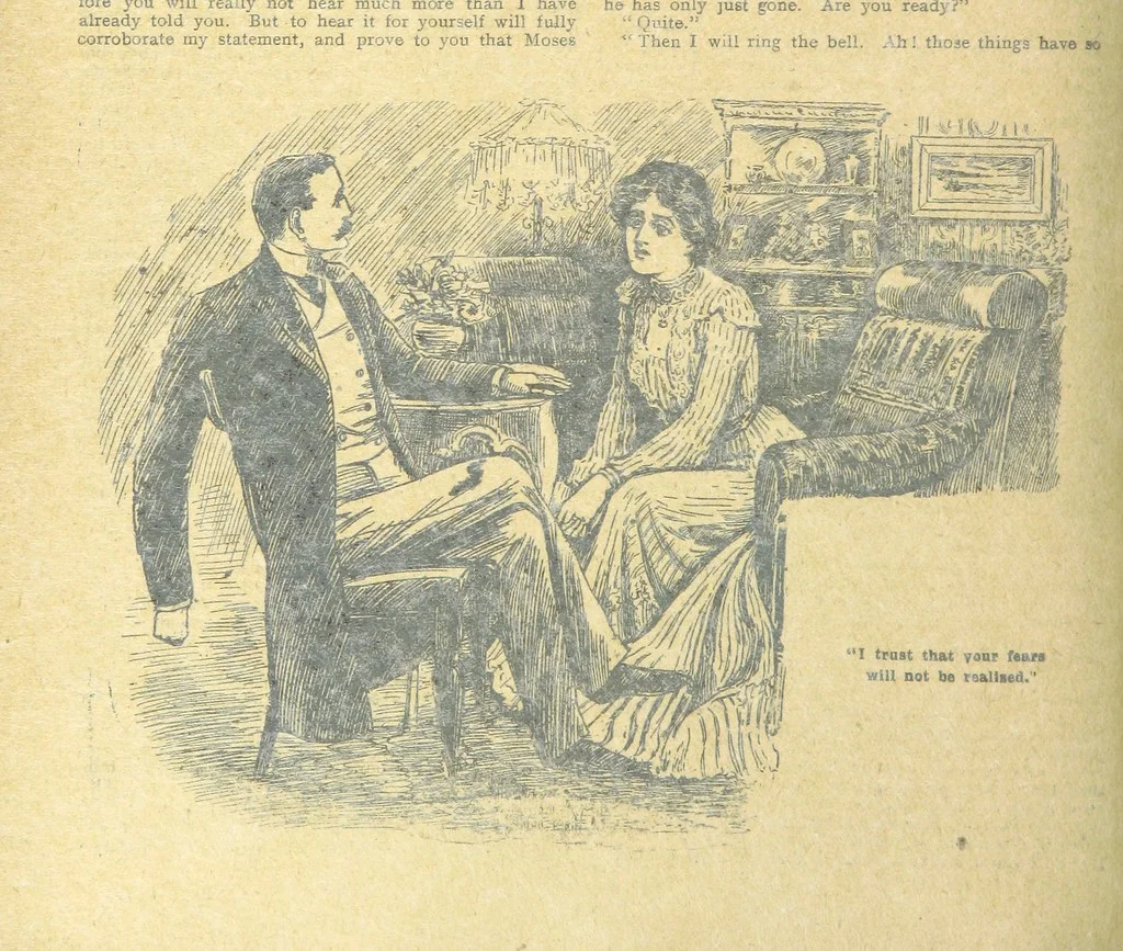 An illustration from Thrilling Life Stories for the Masses, 1892, leaf 292