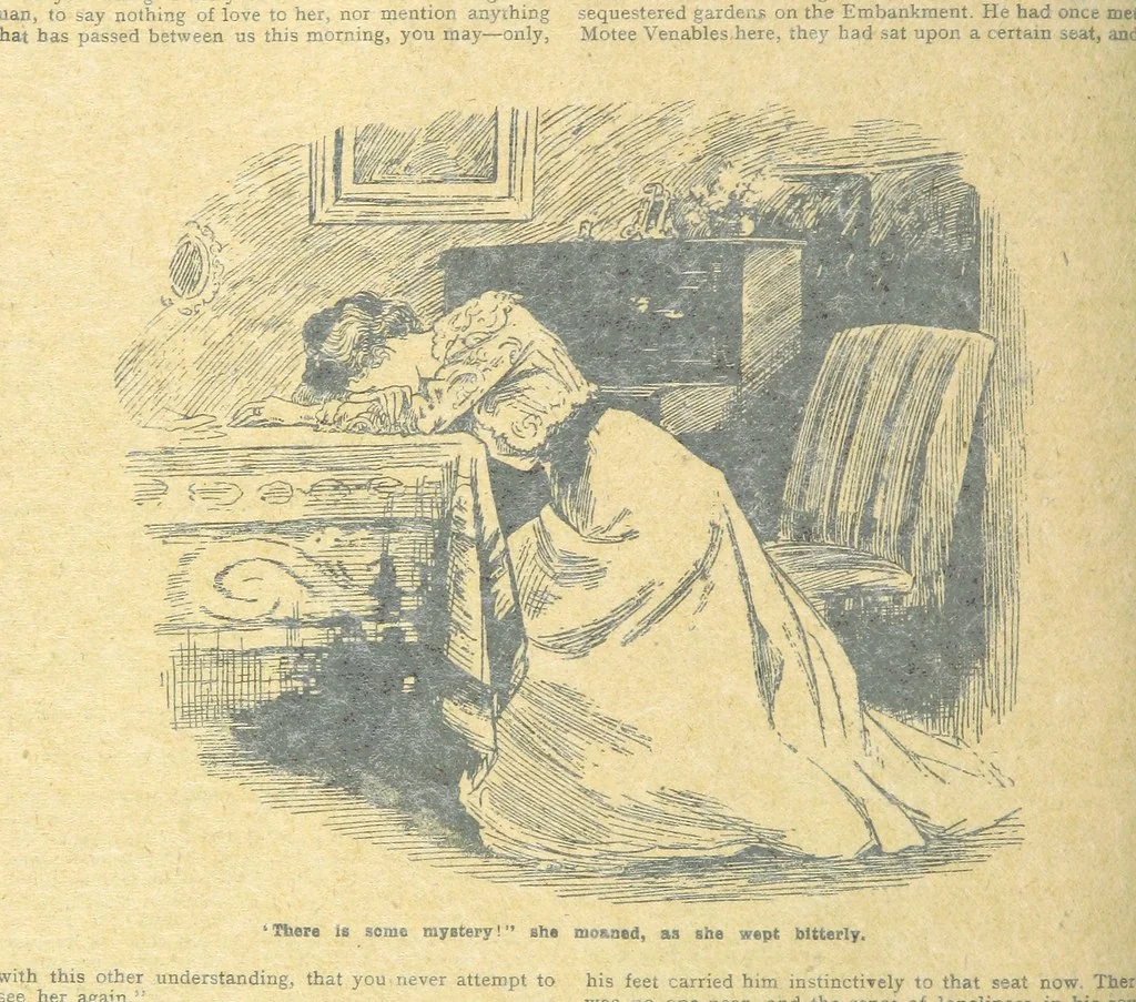 An illustration from Thrilling Life Stories for the Masses, 1892, leaf 32