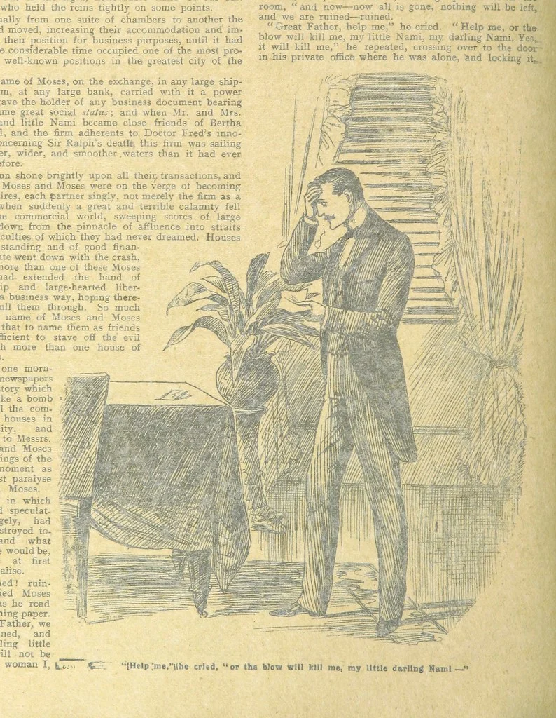 An illustration from Thrilling Life Stories for the Masses, 1892, leaf 320